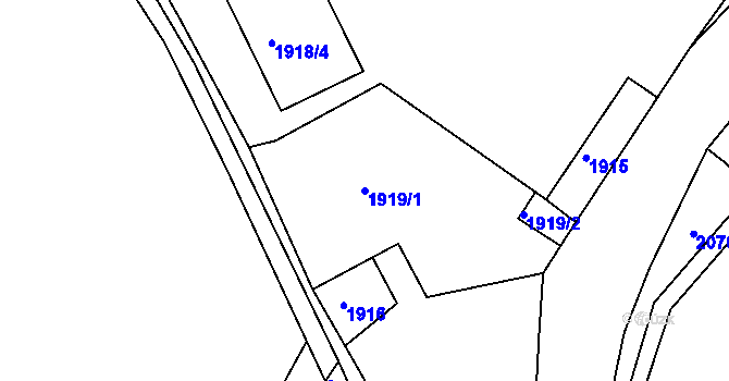 Parcela st. 1919/1 v KÚ Hořovice, Katastrální mapa