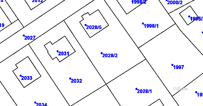 Parcela st. 2028/2 v KÚ Hořovice, Katastrální mapa