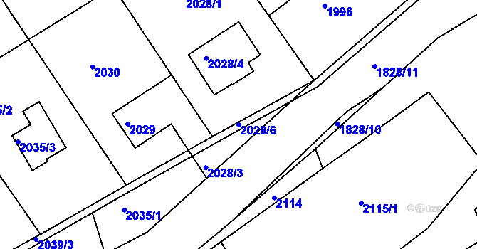 Parcela st. 2028/6 v KÚ Hořovice, Katastrální mapa