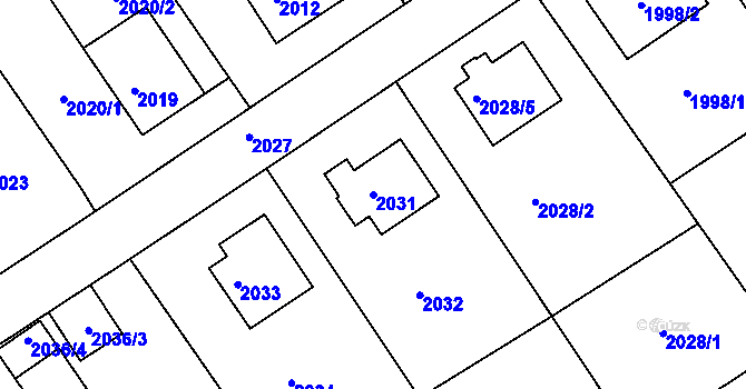 Parcela st. 2031 v KÚ Hořovice, Katastrální mapa