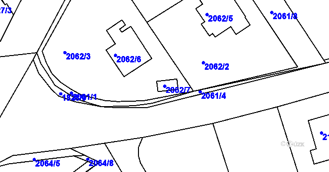 Parcela st. 2062/7 v KÚ Hořovice, Katastrální mapa