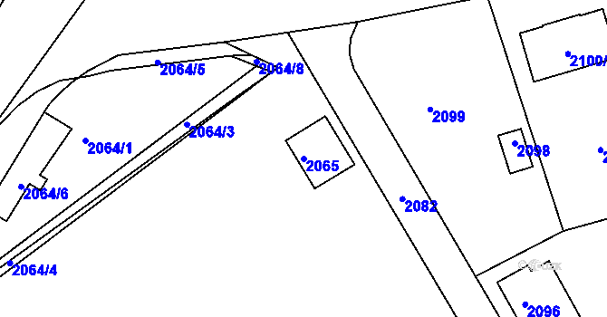 Parcela st. 2065 v KÚ Hořovice, Katastrální mapa