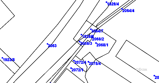 Parcela st. 2068/3 v KÚ Hořovice, Katastrální mapa