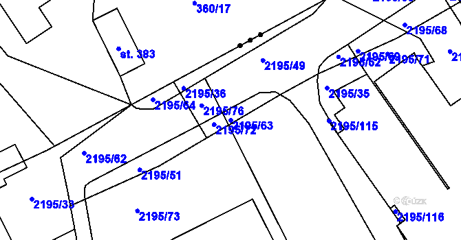 Parcela st. 2195/63 v KÚ Hořovice, Katastrální mapa