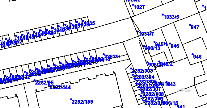Parcela st. 2282/3 v KÚ Hořovice, Katastrální mapa