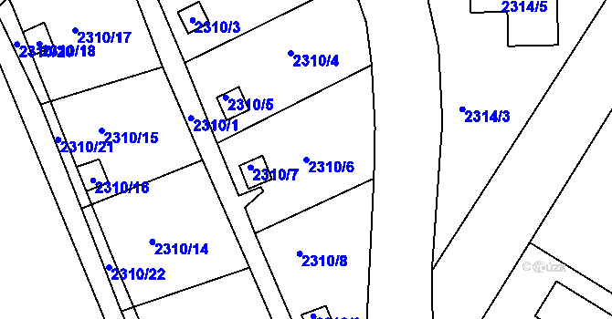 Parcela st. 2310/6 v KÚ Hořovice, Katastrální mapa