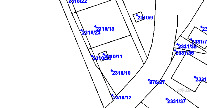 Parcela st. 2310/11 v KÚ Hořovice, Katastrální mapa