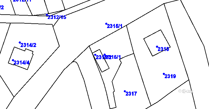 Parcela st. 2316/1 v KÚ Hořovice, Katastrální mapa