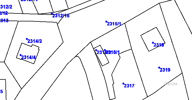 Parcela st. 2316/2 v KÚ Hořovice, Katastrální mapa