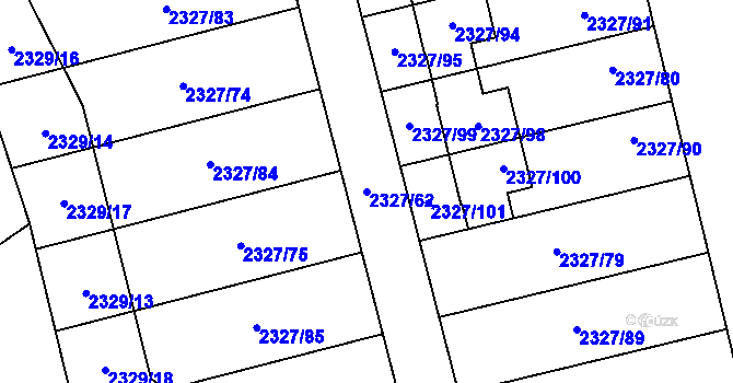 Parcela st. 2327/62 v KÚ Hořovice, Katastrální mapa