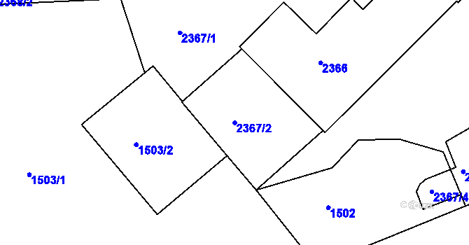 Parcela st. 2367/2 v KÚ Hořovice, Katastrální mapa