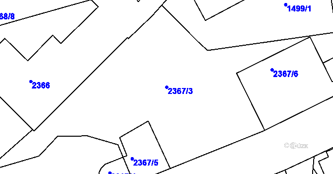 Parcela st. 2367/3 v KÚ Hořovice, Katastrální mapa