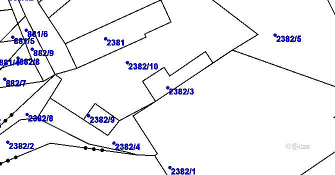Parcela st. 2382/3 v KÚ Hořovice, Katastrální mapa