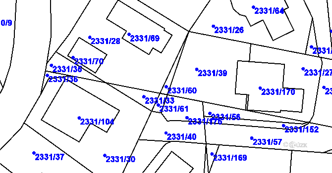 Parcela st. 2331/60 v KÚ Hořovice, Katastrální mapa