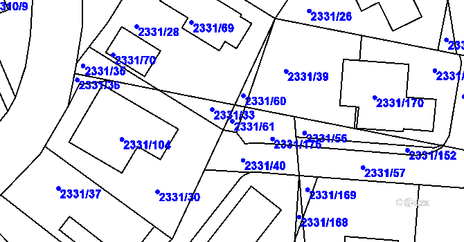 Parcela st. 2331/61 v KÚ Hořovice, Katastrální mapa