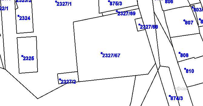 Parcela st. 2327/67 v KÚ Hořovice, Katastrální mapa