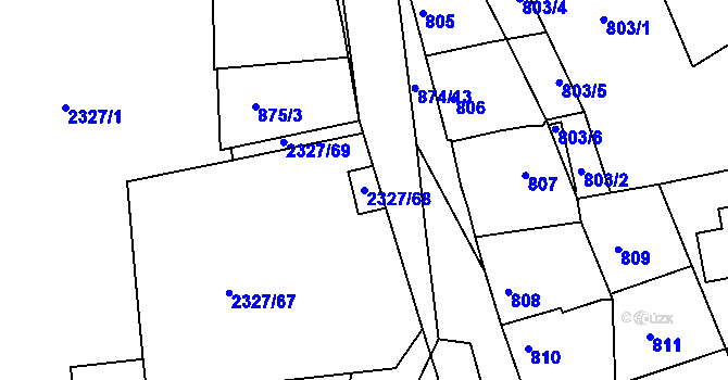 Parcela st. 2327/68 v KÚ Hořovice, Katastrální mapa