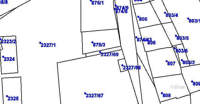 Parcela st. 2327/69 v KÚ Hořovice, Katastrální mapa