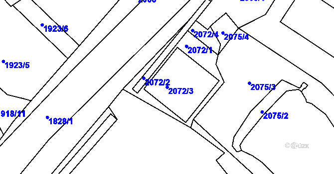 Parcela st. 2072/3 v KÚ Hořovice, Katastrální mapa