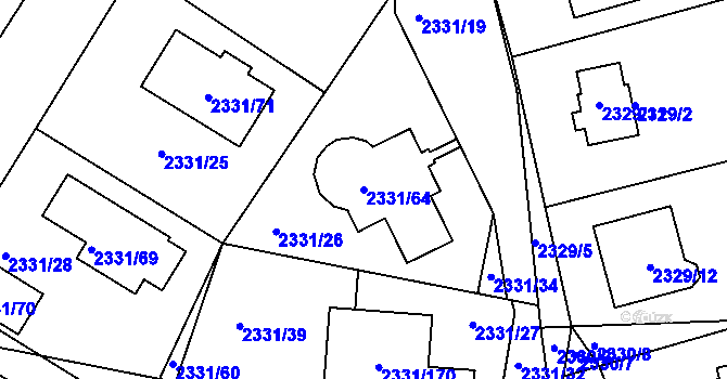 Parcela st. 2331/64 v KÚ Hořovice, Katastrální mapa
