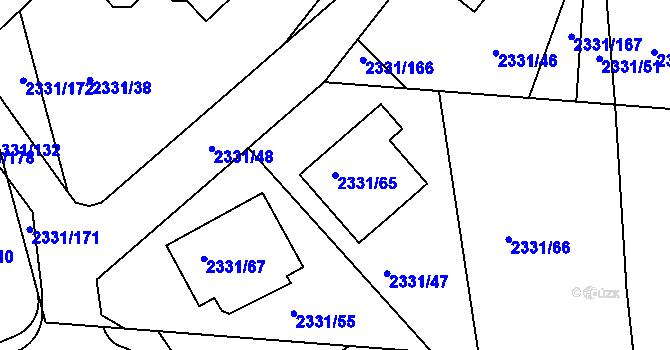 Parcela st. 2331/65 v KÚ Hořovice, Katastrální mapa