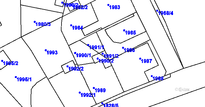 Parcela st. 1991/2 v KÚ Hořovice, Katastrální mapa