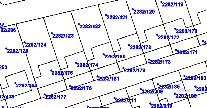 Parcela st. 2282/180 v KÚ Hořovice, Katastrální mapa
