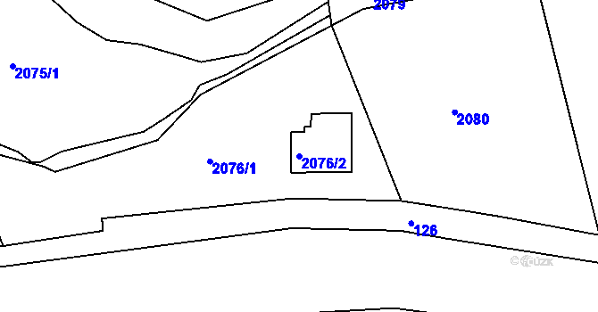 Parcela st. 2076/2 v KÚ Hořovice, Katastrální mapa