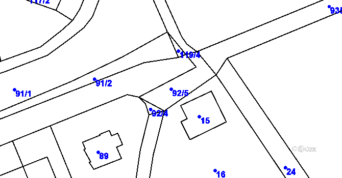 Parcela st. 92/5 v KÚ Hořovice, Katastrální mapa