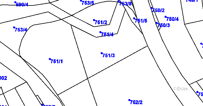 Parcela st. 751/3 v KÚ Hořovice, Katastrální mapa