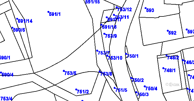 Parcela st. 753/7 v KÚ Hořovice, Katastrální mapa