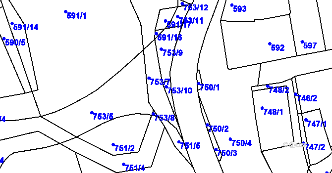 Parcela st. 753/10 v KÚ Hořovice, Katastrální mapa