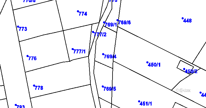 Parcela st. 769/4 v KÚ Hořovice, Katastrální mapa