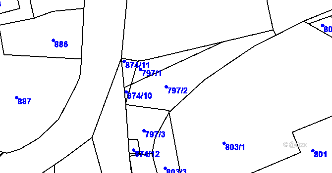 Parcela st. 797/2 v KÚ Hořovice, Katastrální mapa