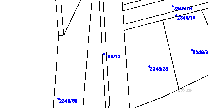 Parcela st. 799/13 v KÚ Hořovice, Katastrální mapa