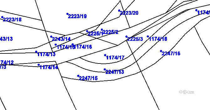 Parcela st. 1174/17 v KÚ Hořovice, Katastrální mapa