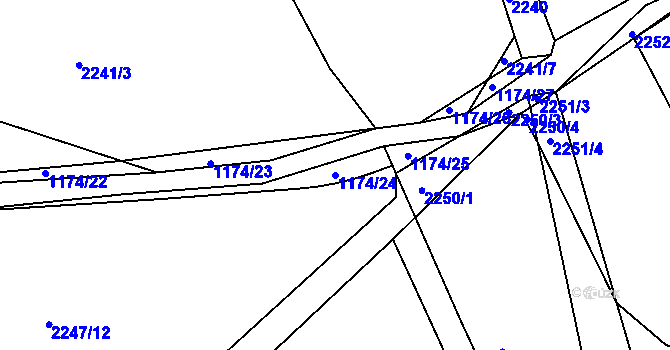 Parcela st. 1174/24 v KÚ Hořovice, Katastrální mapa