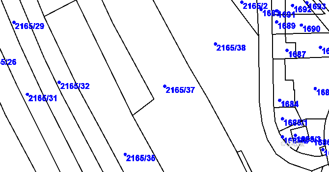 Parcela st. 2165/37 v KÚ Hořovice, Katastrální mapa