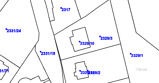 Parcela st. 2329/10 v KÚ Hořovice, Katastrální mapa