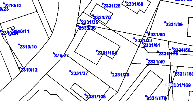 Parcela st. 2331/104 v KÚ Hořovice, Katastrální mapa