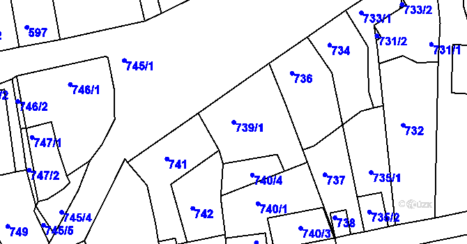 Parcela st. 739/1 v KÚ Hořovice, Katastrální mapa
