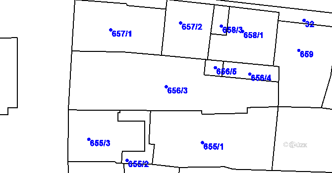Parcela st. 656/3 v KÚ Hořovice, Katastrální mapa