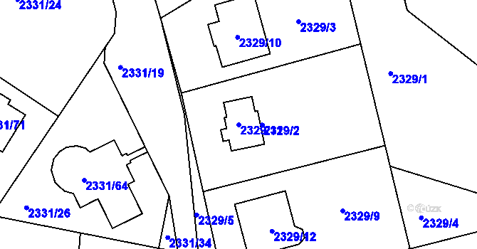 Parcela st. 2329/11 v KÚ Hořovice, Katastrální mapa