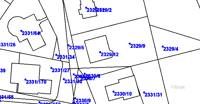 Parcela st. 2329/12 v KÚ Hořovice, Katastrální mapa