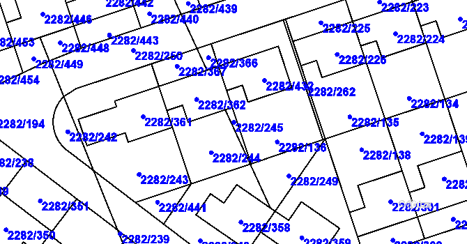Parcela st. 2282/245 v KÚ Hořovice, Katastrální mapa