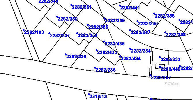Parcela st. 2282/433 v KÚ Hořovice, Katastrální mapa