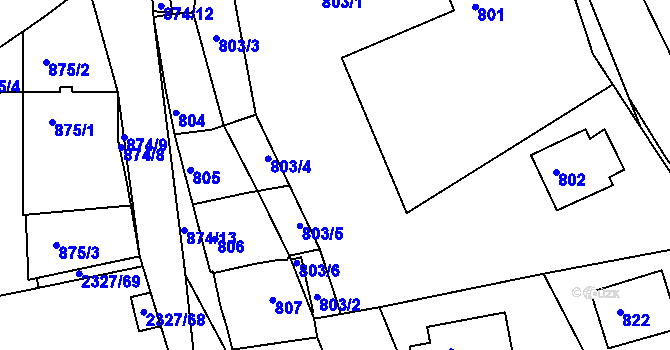 Parcela st. 803/1 v KÚ Hořovice, Katastrální mapa