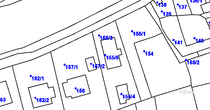 Parcela st. 155/6 v KÚ Hořovice, Katastrální mapa