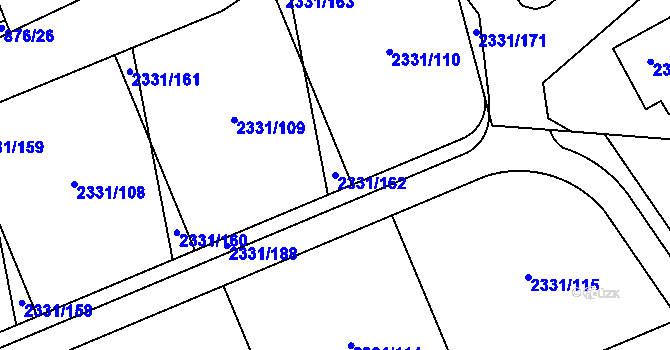 Parcela st. 2331/162 v KÚ Hořovice, Katastrální mapa