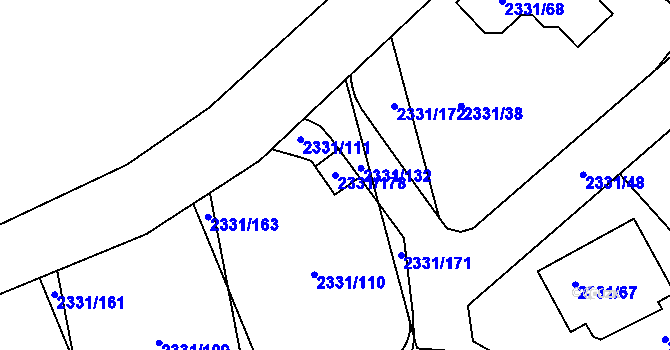 Parcela st. 2331/178 v KÚ Hořovice, Katastrální mapa